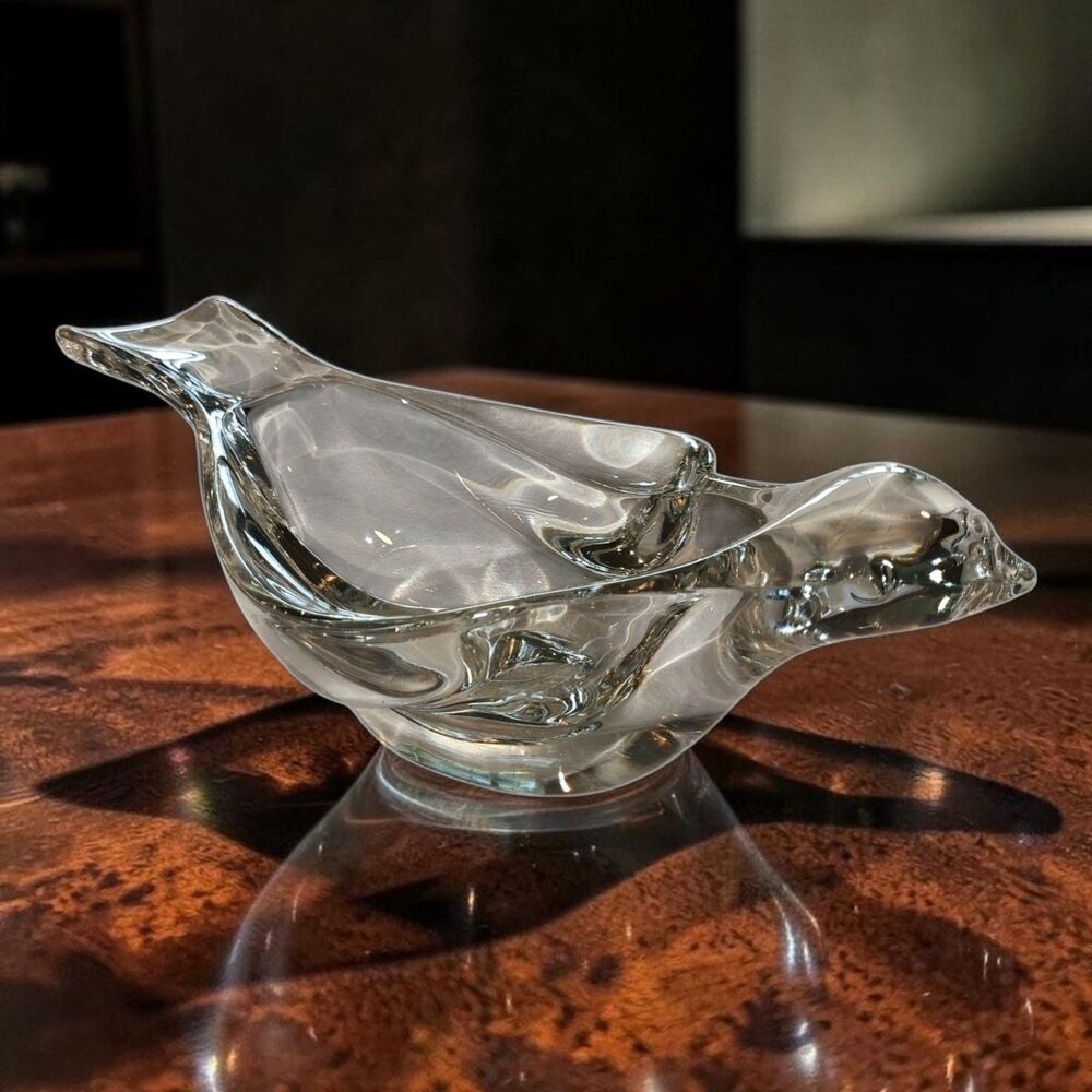 Crystal Dove Bird Candy Trinket Dish Bowl Vintage MCM
